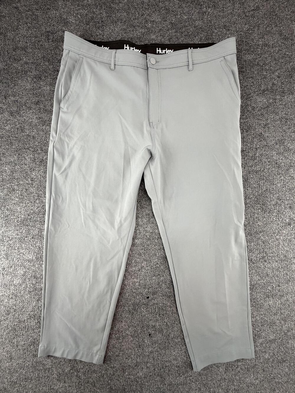 Hurley Pants Mens 40x30 (42x30) Gray Stretch Zip Pocket Golf Chino Khakis Casual